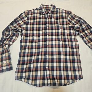 Express Red and Blue Plaid Button Down Shirt